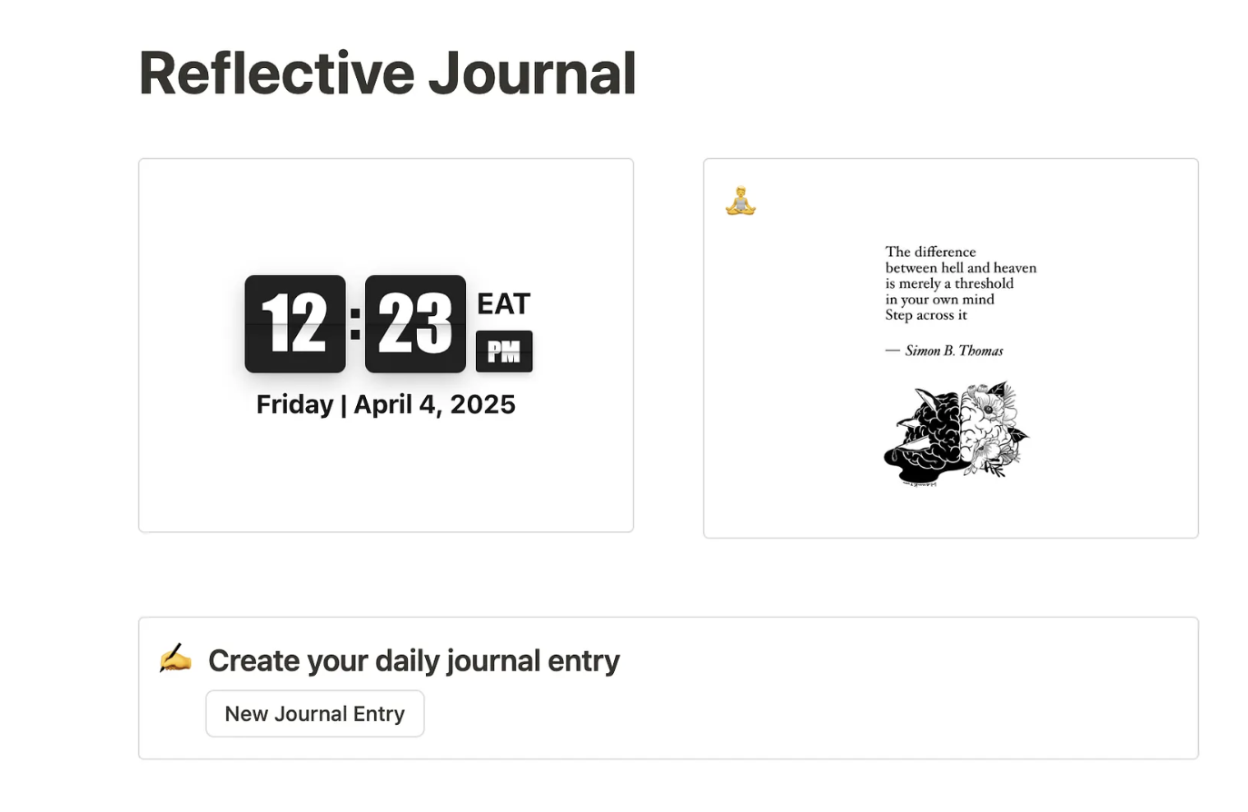 Mindful Productivity Journal Notion System preview 1